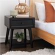 Linon Catlett Cane Side Table Nightstand in Black