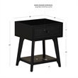 Linon Catlett Cane Side Table Nightstand in Black