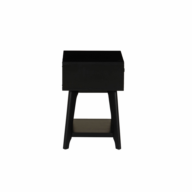 Linon Catlett Cane Side Table Nightstand in Black