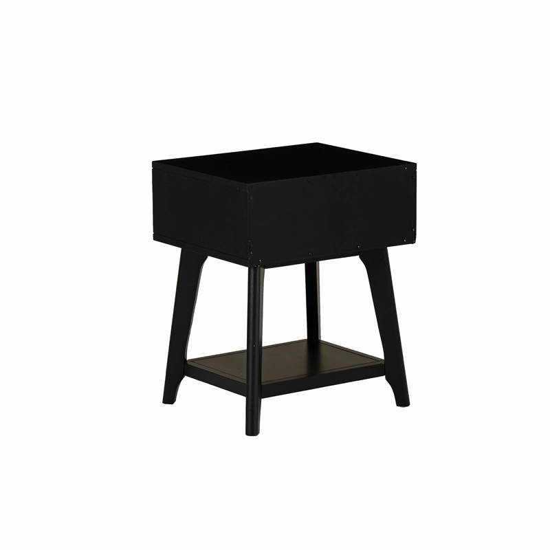 Linon Catlett Cane Side Table Nightstand in Black