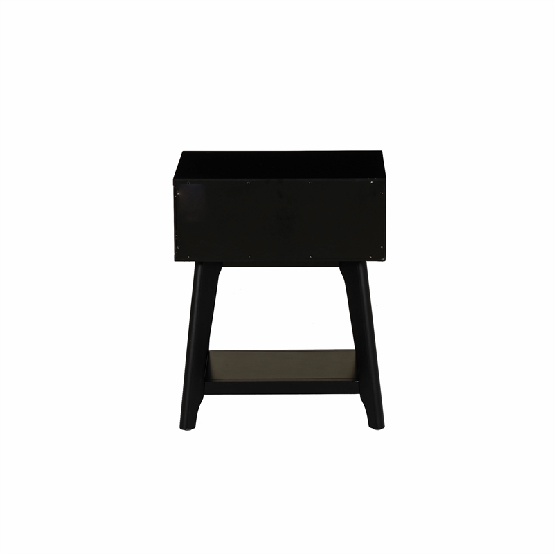 Linon Catlett Cane Side Table Nightstand in Black
