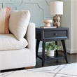 Linon Catlett Cane Side Table Nightstand in Black