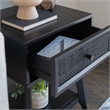 Linon Catlett Cane Side Table Nightstand in Black