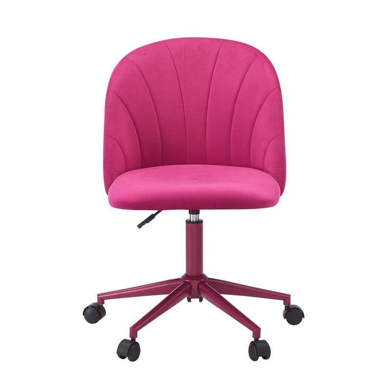 Linon Adalynn Office Rolling Desk Chair in Hot Pink