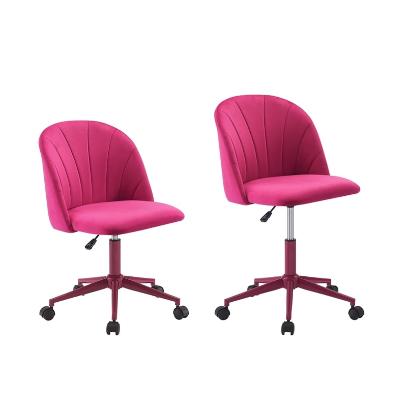 Linon Adalynn Office Rolling Desk Chair in Hot Pink