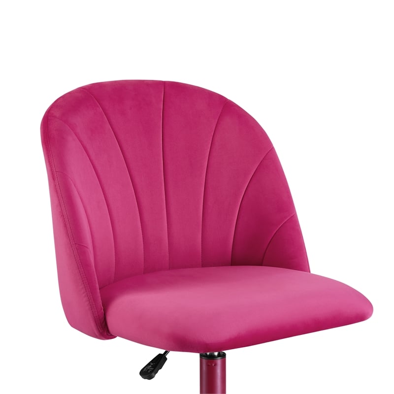 Linon Adalynn Office Rolling Desk Chair in Hot Pink