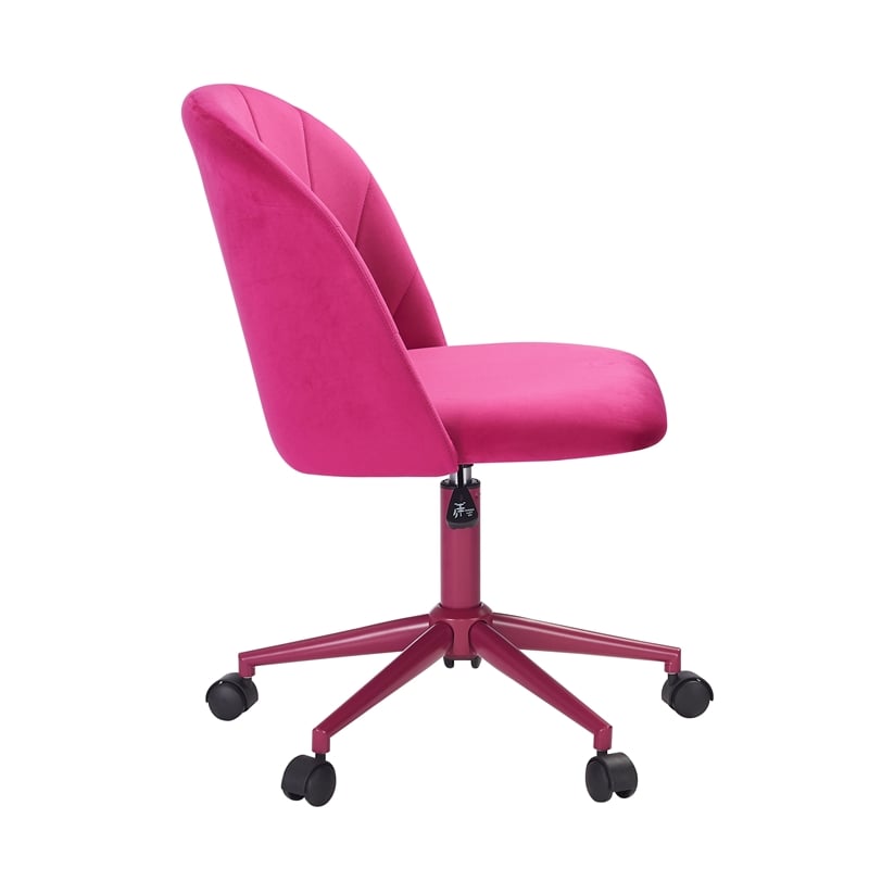 Linon Adalynn Office Rolling Desk Chair in Hot Pink
