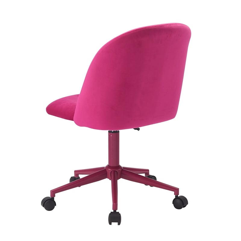 Linon Adalynn Office Rolling Desk Chair in Hot Pink