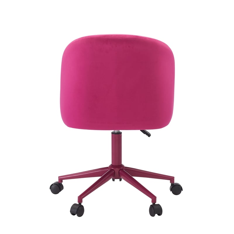 Linon Adalynn Office Rolling Desk Chair in Hot Pink