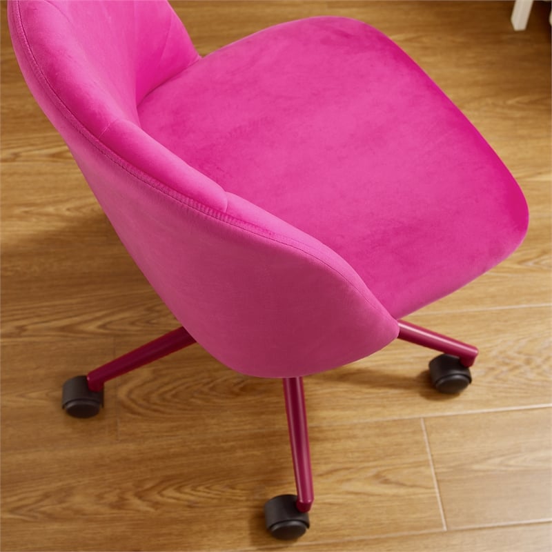 Linon Adalynn Office Rolling Desk Chair in Hot Pink