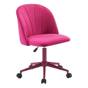 Linon Adalynn Office Rolling Desk Chair in Hot Pink