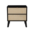 Linon Collett Cane 2 Drawer Nightstand in Black