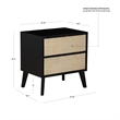 Linon Collett Cane 2 Drawer Nightstand in Black