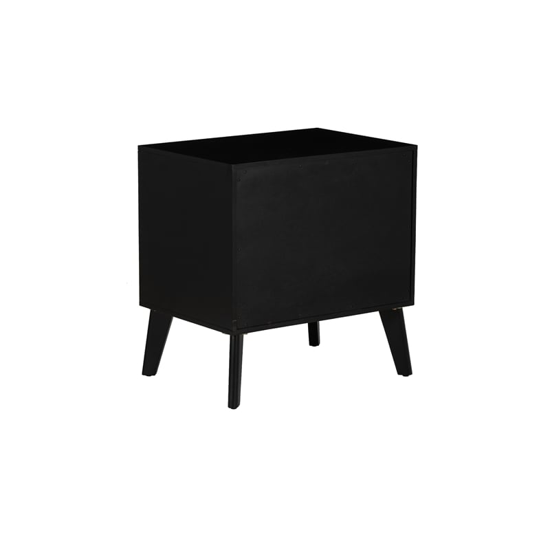 Linon Collett Cane 2 Drawer Nightstand in Black