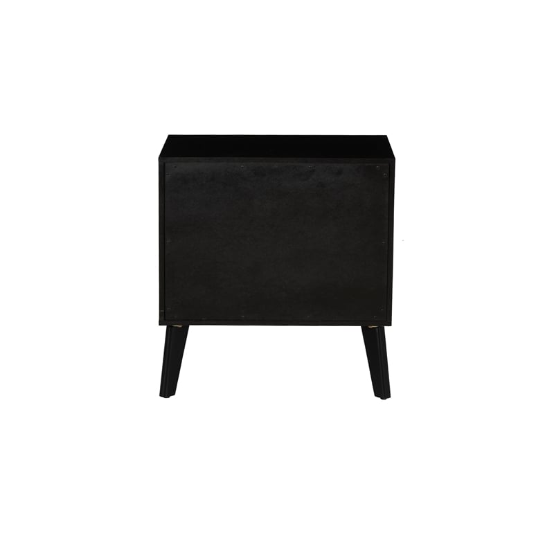 Linon Collett Cane 2 Drawer Nightstand in Black