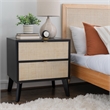 Linon Collett Cane 2 Drawer Nightstand in Black