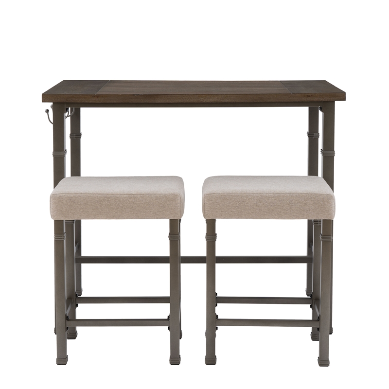 Linon Austin 3 Piece Dining Pub Set in Pewter