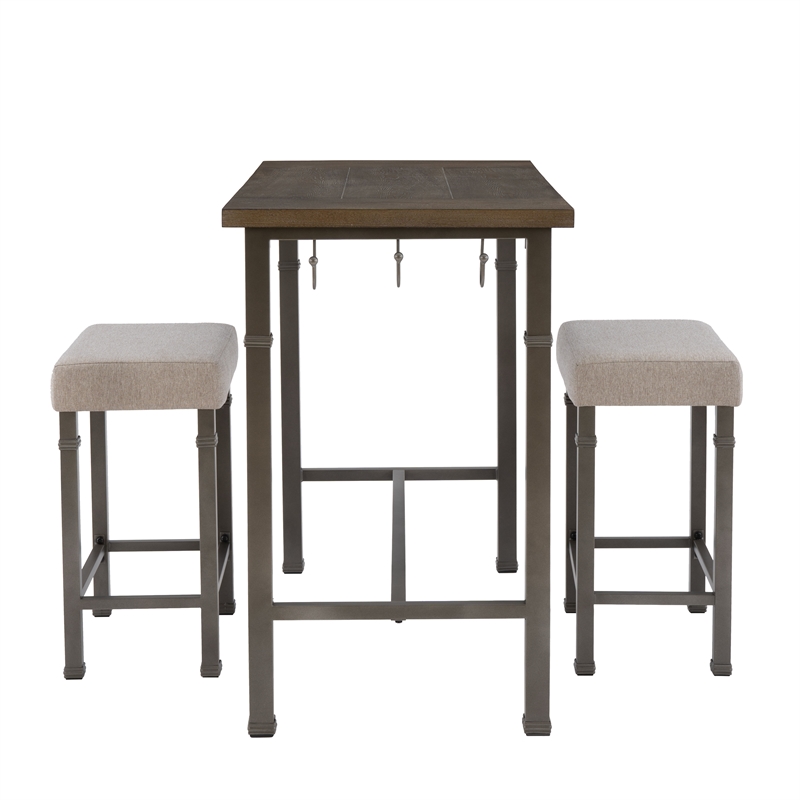 Linon Austin 3 Piece Dining Pub Set in Pewter