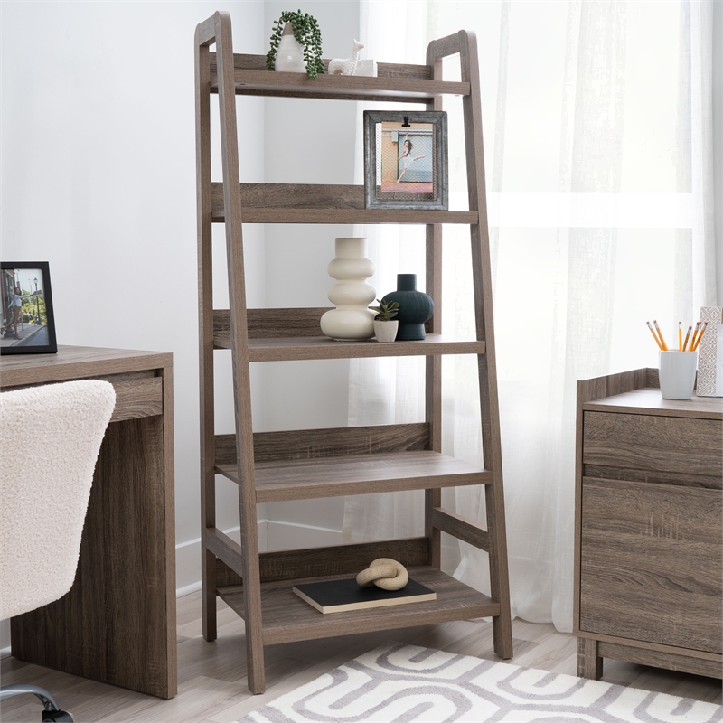 Linon Tracey Mission Office Desk Bookcase File Cabinet in Gray