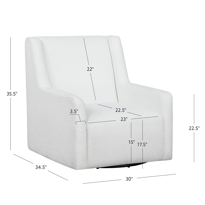 Linon Senna Swivel Rocker Chair Sherpa in White