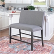 Spiva Gray Upholstered Counter Bench with Dark Grey Wooden Legs