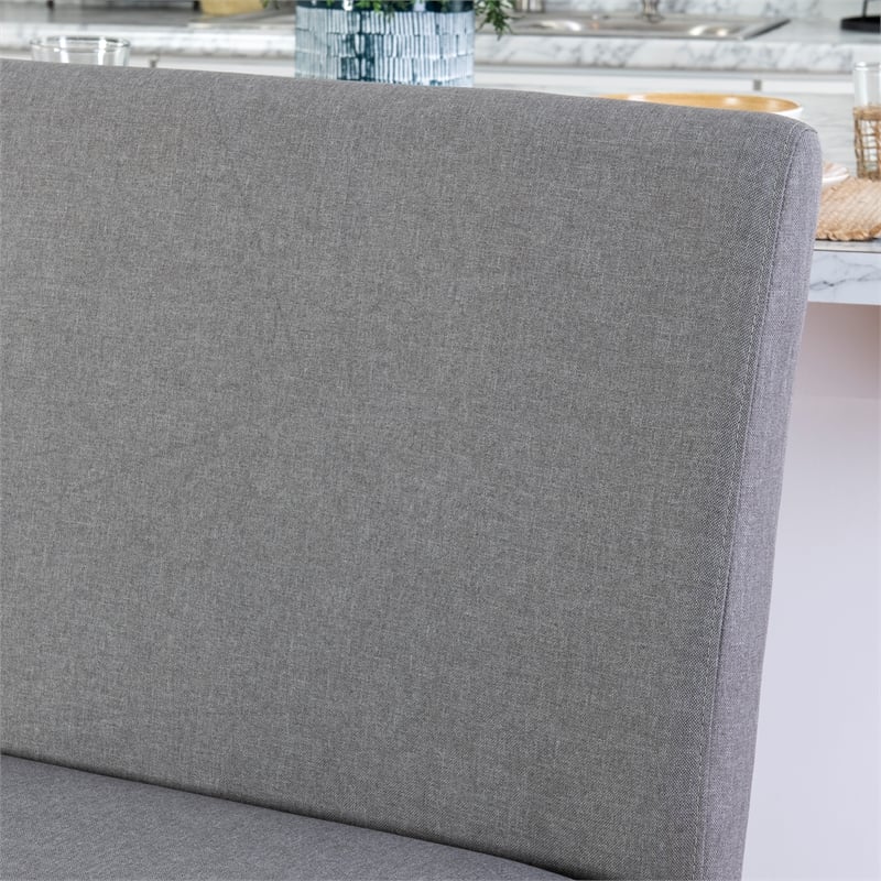 Spiva Gray Upholstered Counter Bench with Dark Grey Wooden Legs