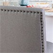 Spiva Gray Upholstered Counter Bench with Dark Grey Wooden Legs