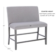 Spiva Gray Upholstered Counter Bench with Dark Grey Wooden Legs