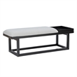 Georgia Gray Upholstered Bench with Removable Tray in Black Wood