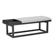 Georgia Gray Upholstered Bench with Removable Tray in Black Wood