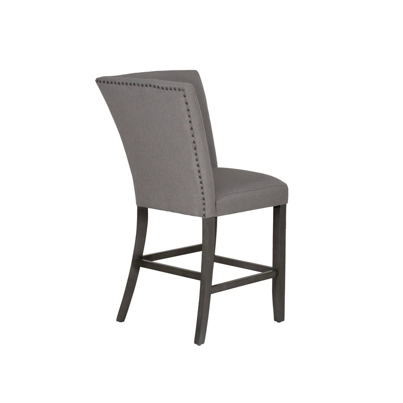 Spiva Gray Upholstered Counter Corner Seat with Dark Gray Wooden Legs