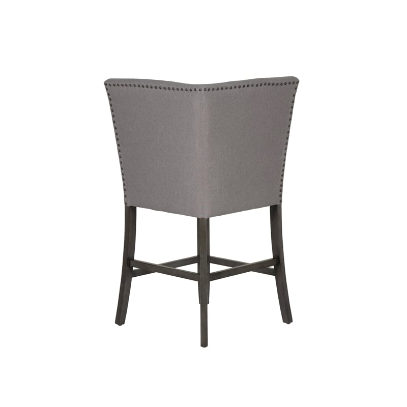 Spiva Gray Upholstered Counter Corner Seat with Dark Gray Wooden Legs
