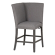 Spiva Gray Upholstered Counter Corner Seat with Dark Gray Wooden Legs