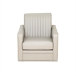 Corin Swivel Accent Chair in Cream Faux Leather Tufted Upholstery