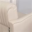 Corin Swivel Accent Chair in Cream Faux Leather Tufted Upholstery