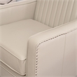Corin Swivel Accent Chair in Cream Faux Leather Tufted Upholstery
