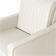 Corin Swivel Accent Chair in Cream Faux Leather Tufted Upholstery