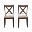 Warren X-Back Side Chairs with Padded Seats in Brown Wood - Set of 2