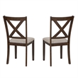 Warren X-Back Side Chairs with Padded Seats in Brown Wood - Set of 2
