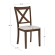 Warren X-Back Side Chairs with Padded Seats in Brown Wood - Set of 2