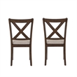 Warren X-Back Side Chairs with Padded Seats in Brown Wood - Set of 2