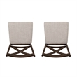 Warren X-Back Side Chairs with Padded Seats in Brown Wood - Set of 2