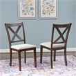 Warren X-Back Side Chairs with Padded Seats in Brown Wood - Set of 2
