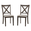 Warren X-Back Side Chairs with Padded Seats in Brown Wood - Set of 2