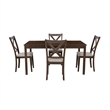 Warren 5 Piece Dining Set with 4 Upholstered Chairs in Warm Brown Wood