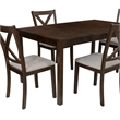 Warren 5 Piece Dining Set with 4 Upholstered Chairs in Warm Brown Wood
