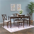 Warren 5 Piece Dining Set with 4 Upholstered Chairs in Warm Brown Wood