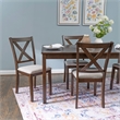 Warren 5 Piece Dining Set with 4 Upholstered Chairs in Warm Brown Wood