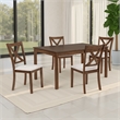 Warren 5 Piece Dining Set with 4 Upholstered Chairs in Warm Brown Wood