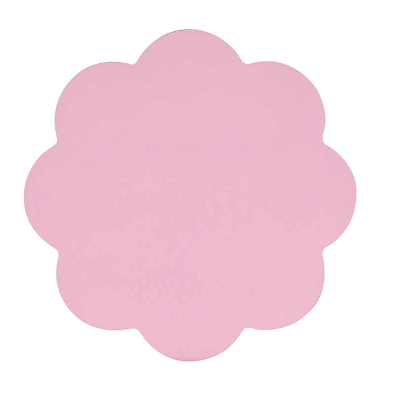 Natalia Flower Scalloped Edge Side Table with Lower Shelf in Pink Wood